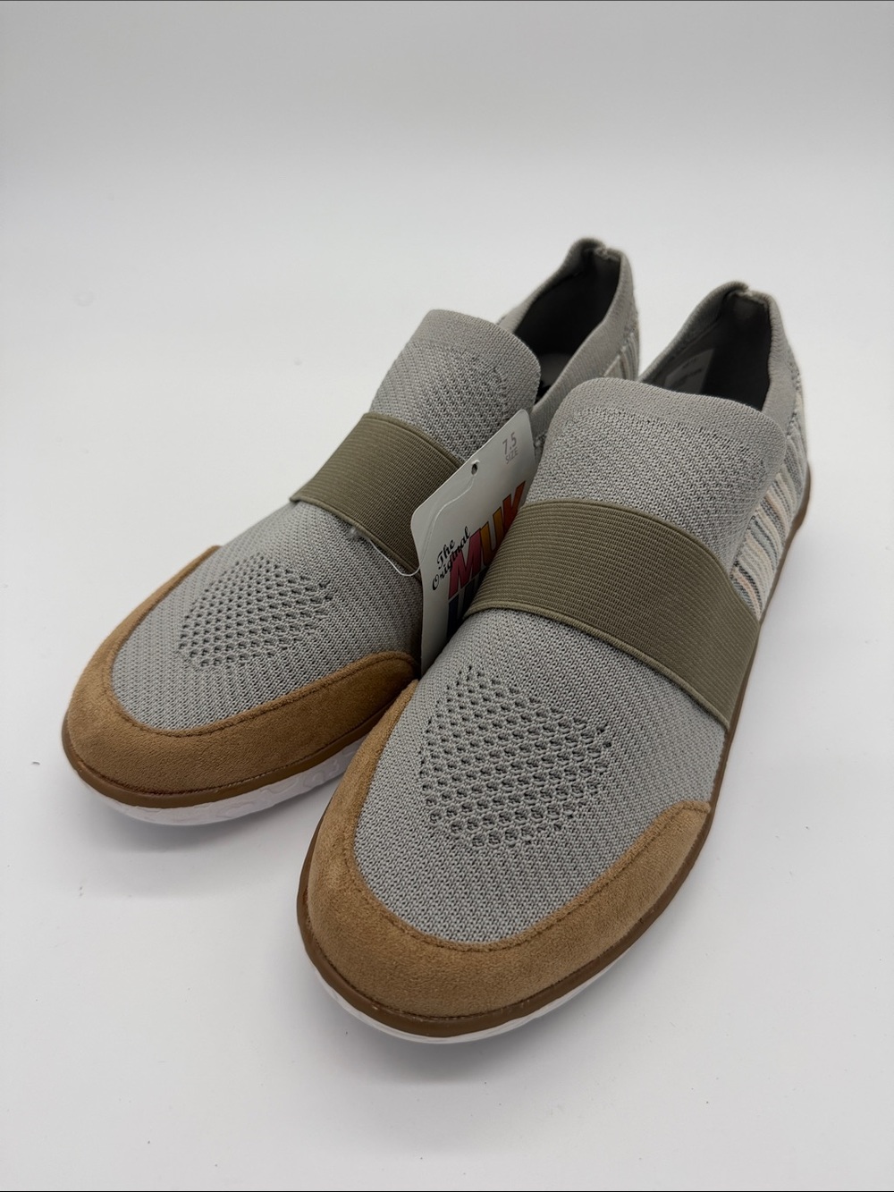 Muk Luks Men's Slip-On Knit Sneakers in Gray and Brown